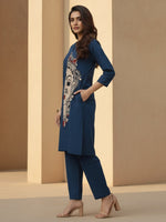 Super pretty cotton Kalamkari co ord set in blue