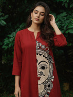 Super pretty cotton Kalamkari co ord set in red