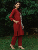 Super pretty cotton Kalamkari co ord set in red