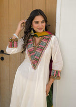 Mul Mul cotton Anarkali suit set in V neck