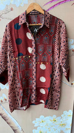 Super pretty maroon ajrakh crepe silk shirt