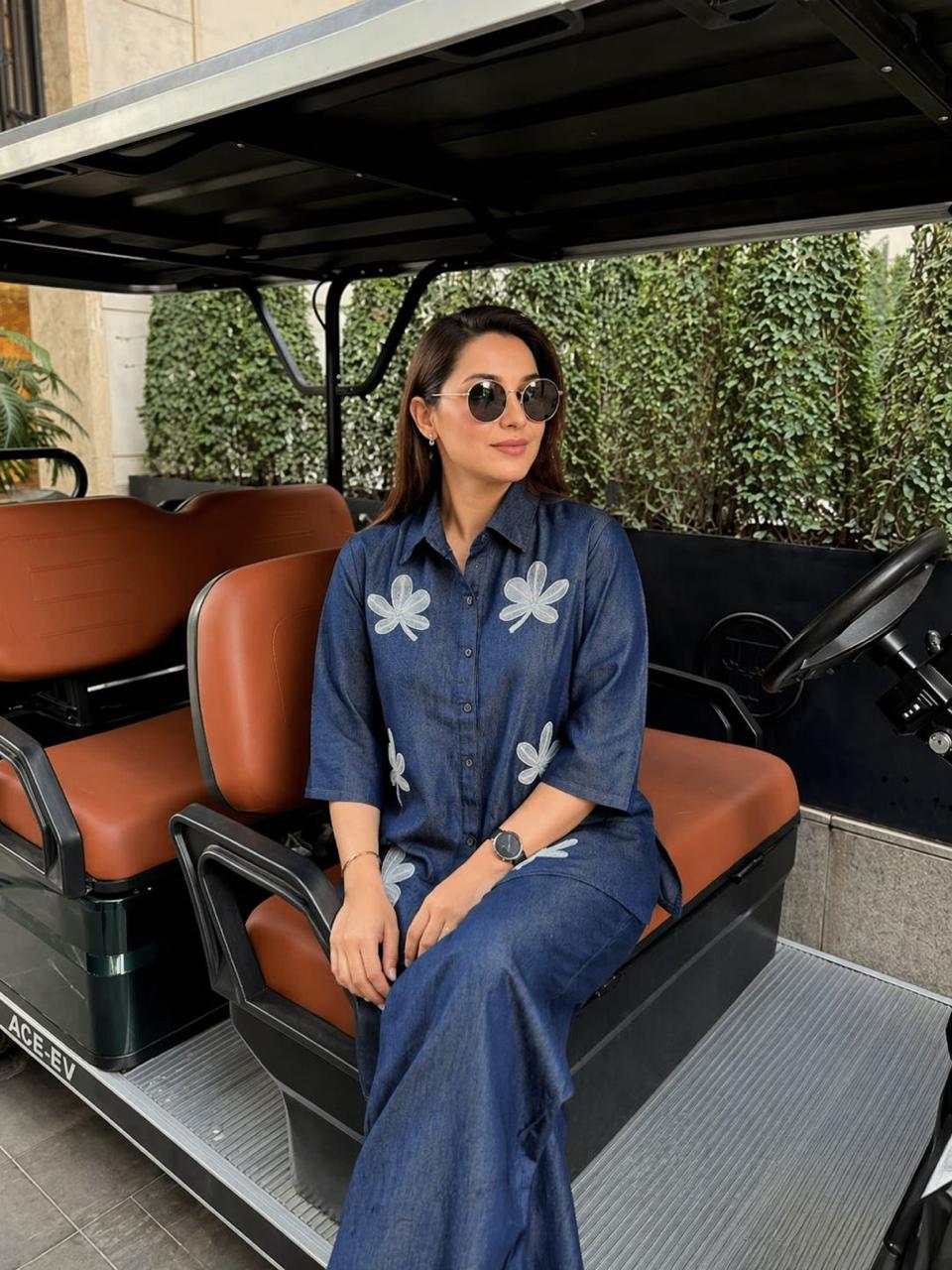 Smart denim cotton embroidery co ord