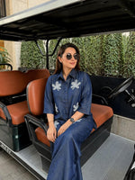Smart denim cotton embroidery co ord