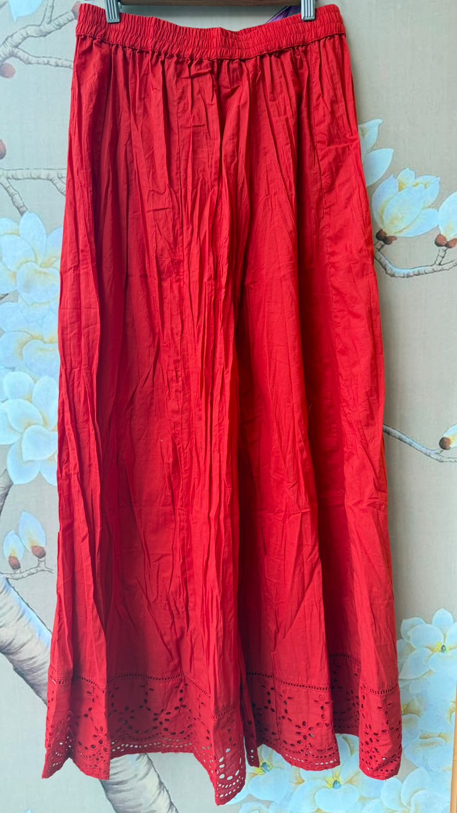 Premium skirt plazzo pant in red