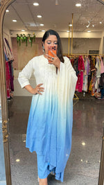 Blue chikankari suit set