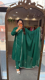 Super soft Mul cotton angrakha full suit set in green