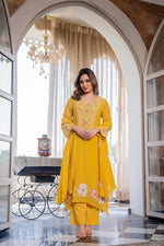 Super Pinteresty Mul Chanderi embroidered cotton suit set in yellow