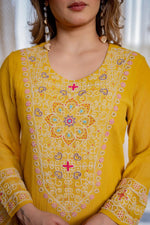 Super Pinteresty Mul Chanderi embroidered cotton suit set in yellow