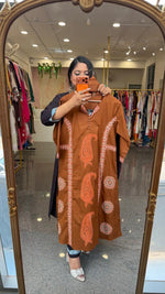 Pure cotton smart designer cotton suit set in rust