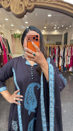 Pure cotton smart designer cotton suit set in black