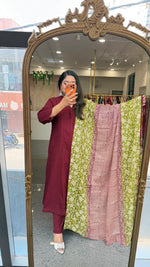 Flex cotton kurta pant paired with cotton digital printed full suit set