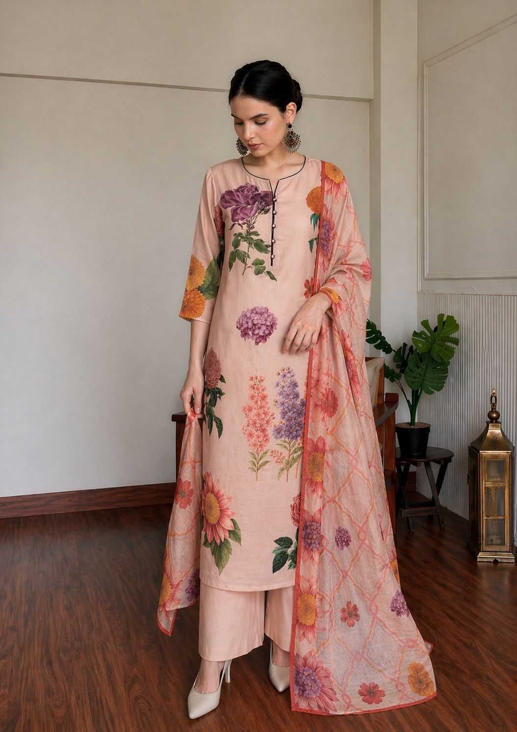 Pretty linen cotton suit set