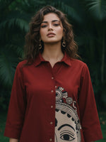 Pretty Kalamkari cotton dress in red