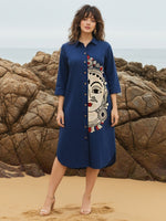 Pretty Kalamkari cotton dress in blue