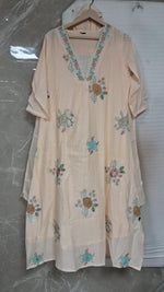 Pure Mul cotton embroidered suit setin cream