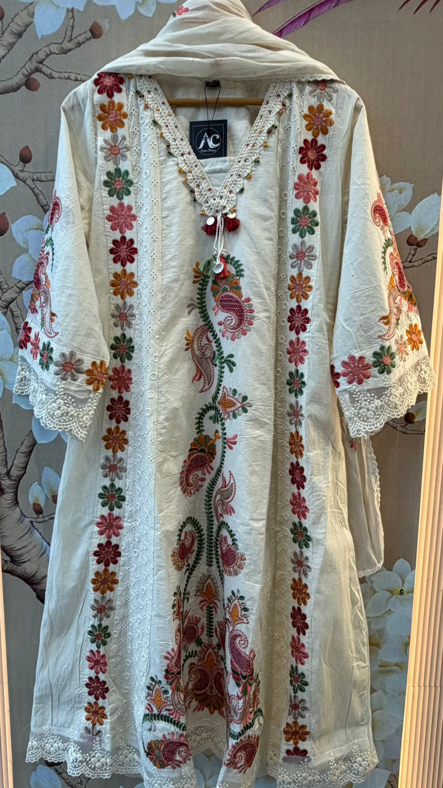 Premium cotton fully embroidered full suit set