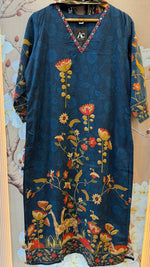 Pretty cotton Kalamkari suit set in blue