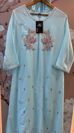 Pure Mul cotton fully embroidered in ice blue
