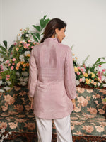 Pure softest muslin chikankari shirt in onion pink