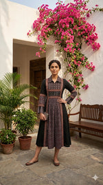 Pretty pure ajrak real mirror one piece in black