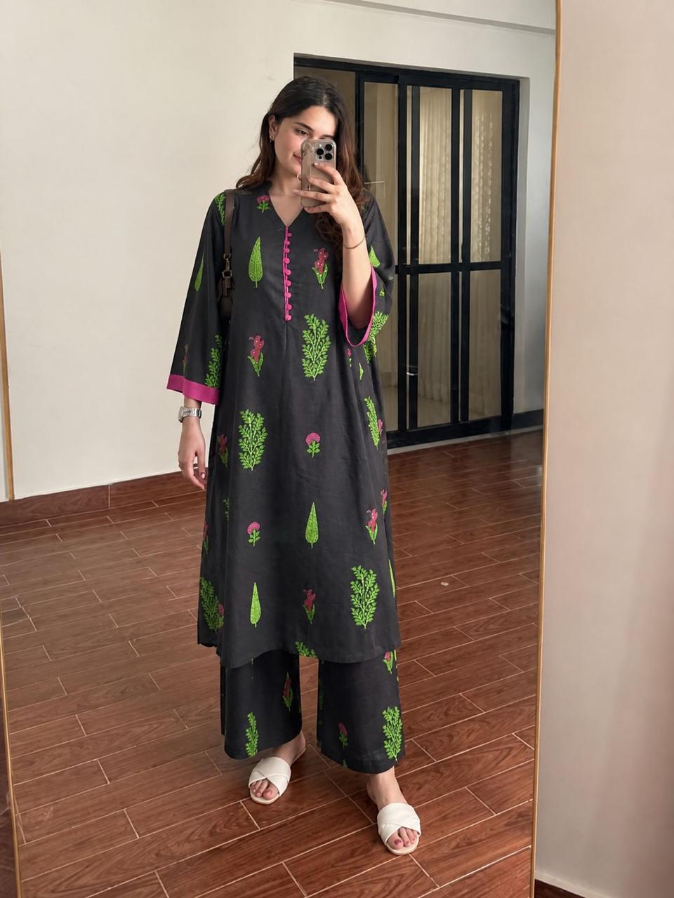 Wow cotton block printed Co ord