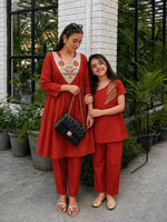 Cotton kurta pant in rust mother Co ord