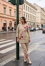 Applique work jute cotton with lining co ord