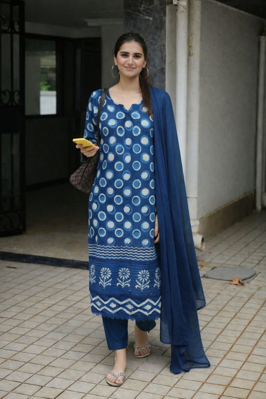 Indigo cotton with shifli detailing on bottom full suit