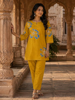 Pretty applique cotton co ord in yellow