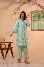 Super pretty cotton with applique work and digital printed pant