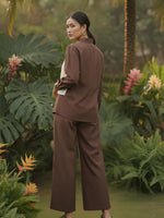 Premium cotton attached shrug in brown