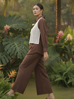 Premium cotton attached shrug in brown