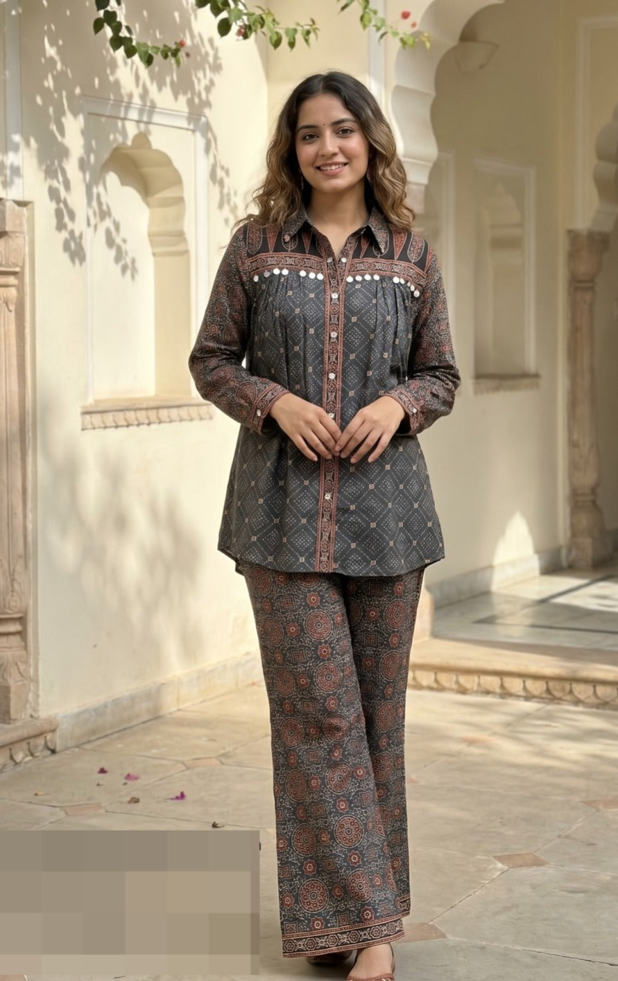 Mul silk ajrakh co ord set