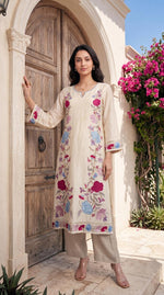 Mul cotton applique work full suit set