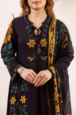 Restocked on high demand ! Heavy cotton slub with designer neck suit set