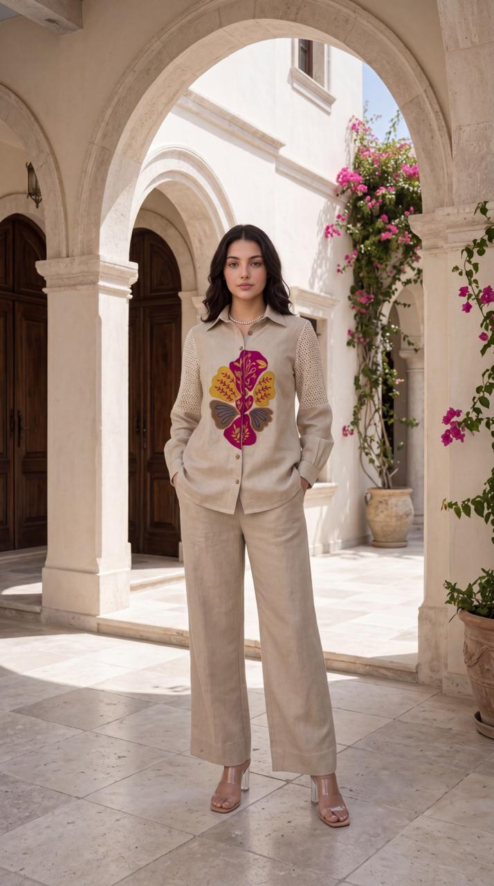 Applique work cotton jute Co ord