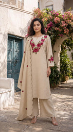 Smart crush cotton applique work suit set