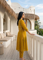 Mul chanderi with attached jacket co ord set in yellow