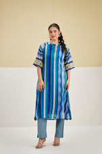 Super pretty soft Mul cotton with stripes in bluekurta pant