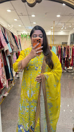 Pretty linen chanderi githan work full suit set