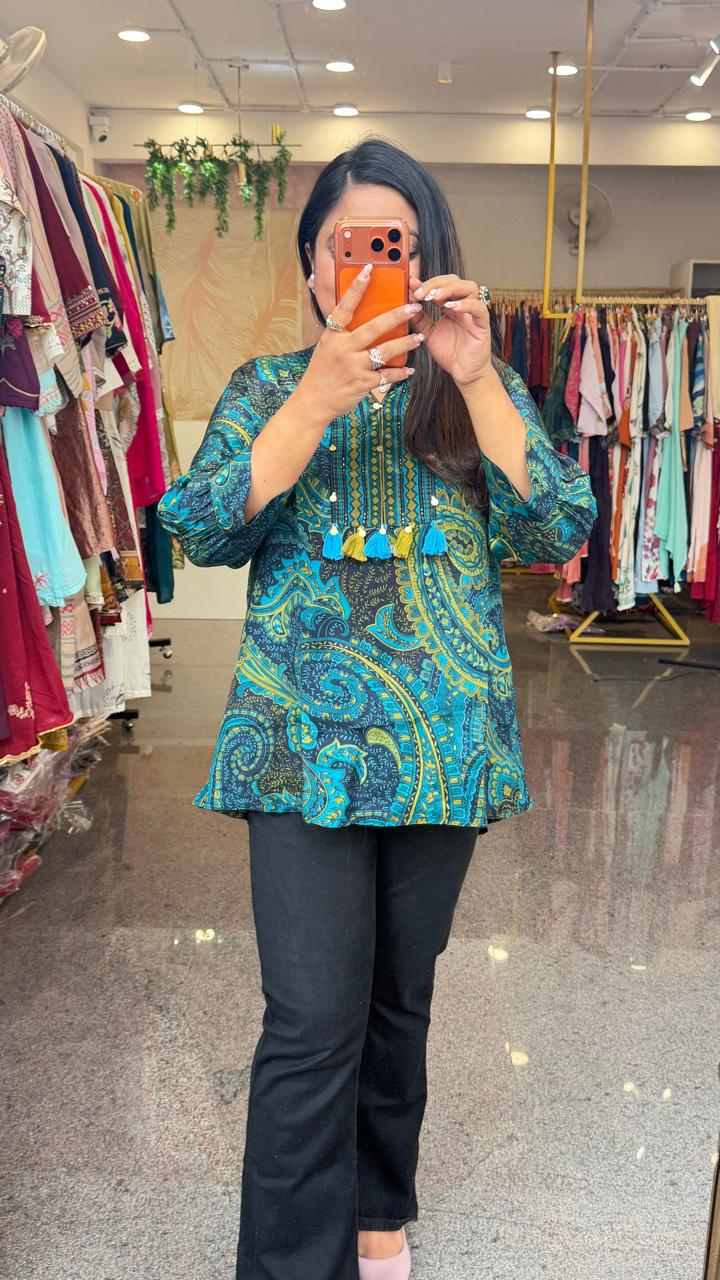 Pure crepe blue top
