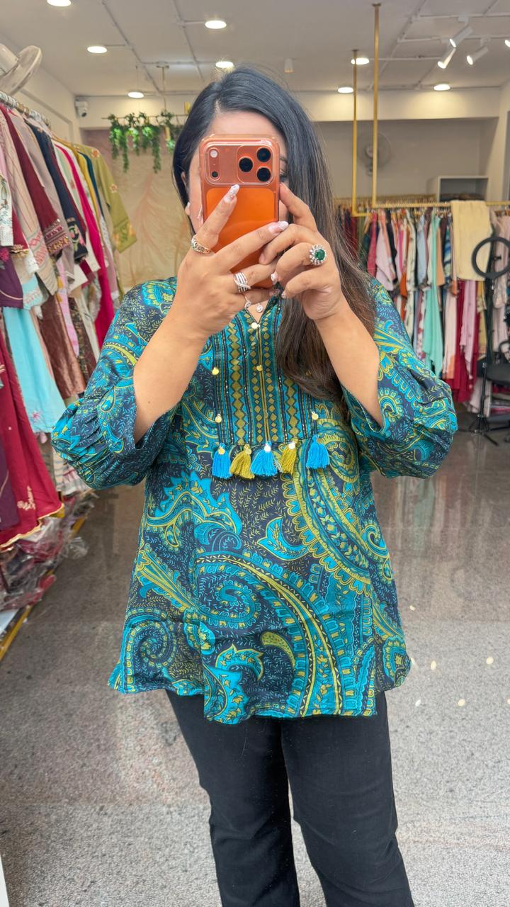 Pure crepe blue top