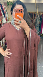 Premium Kota Dodiya super breathable cotton suit set in brown
