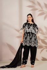Premium embroidered cotton farshi salwar suit set in black