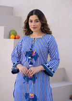 Gorgeous pure cotton with lace detailing stripes