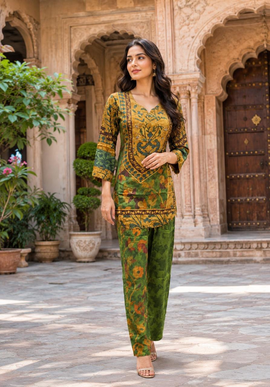 Gorgeous Kalamkari crepe silk kurta pant