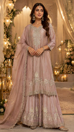 Premium chinon heavily embellished suit set