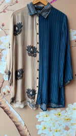 Pure crepe front and back digital print co ord in Blue