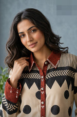 Wow polka dot Mul silk shirt red and black