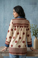 Wow polka dot Mul silk shirt blue and red